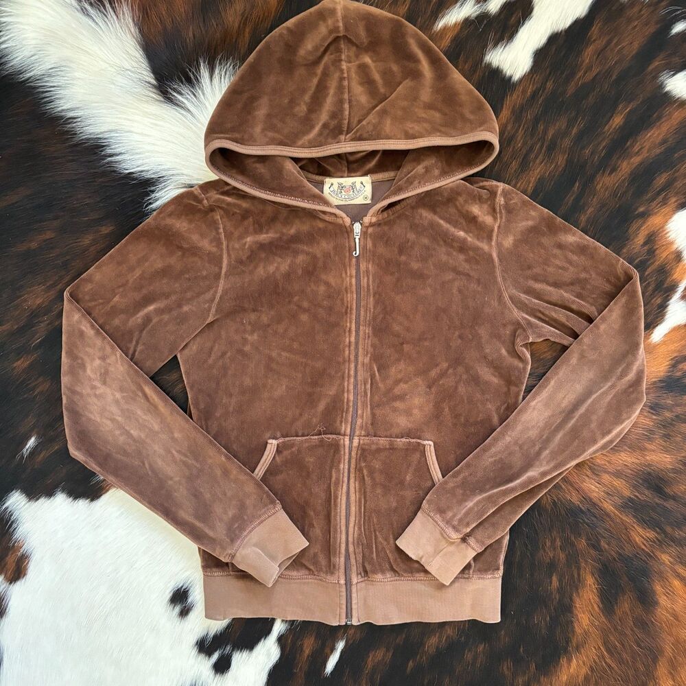 Y2K Juicy Couture Velour Cropped Hoodie